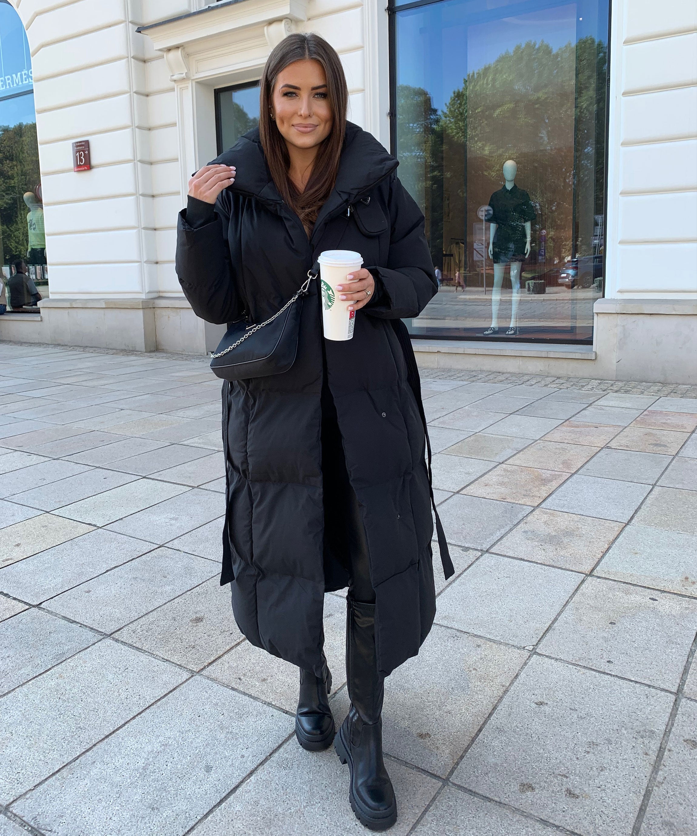 WOMEN’S LONG PUFFER COAT | BLACK MAXI BELTED WINTER JACKET