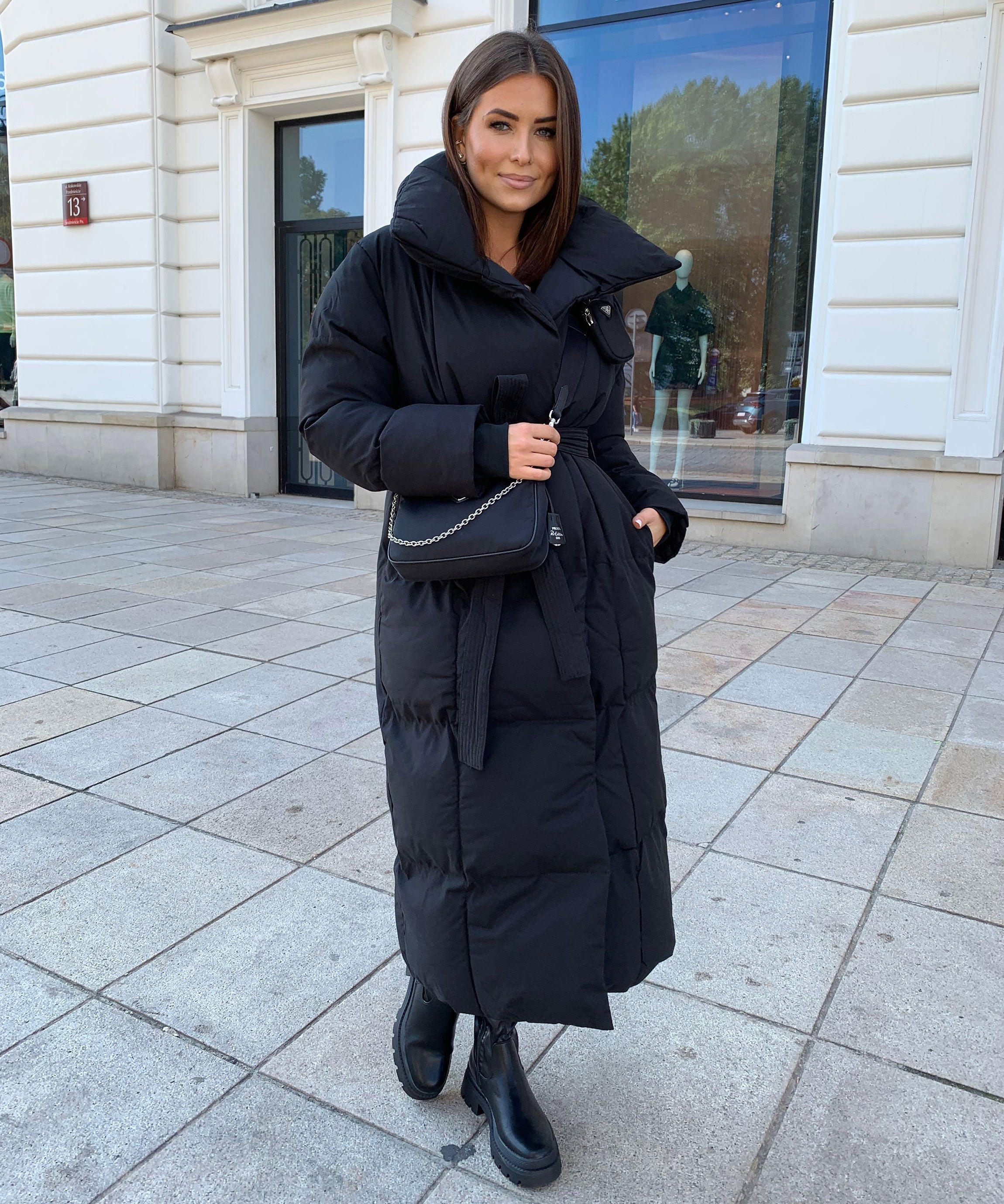WOMEN’S LONG PUFFER COAT | BLACK MAXI BELTED WINTER JACKET