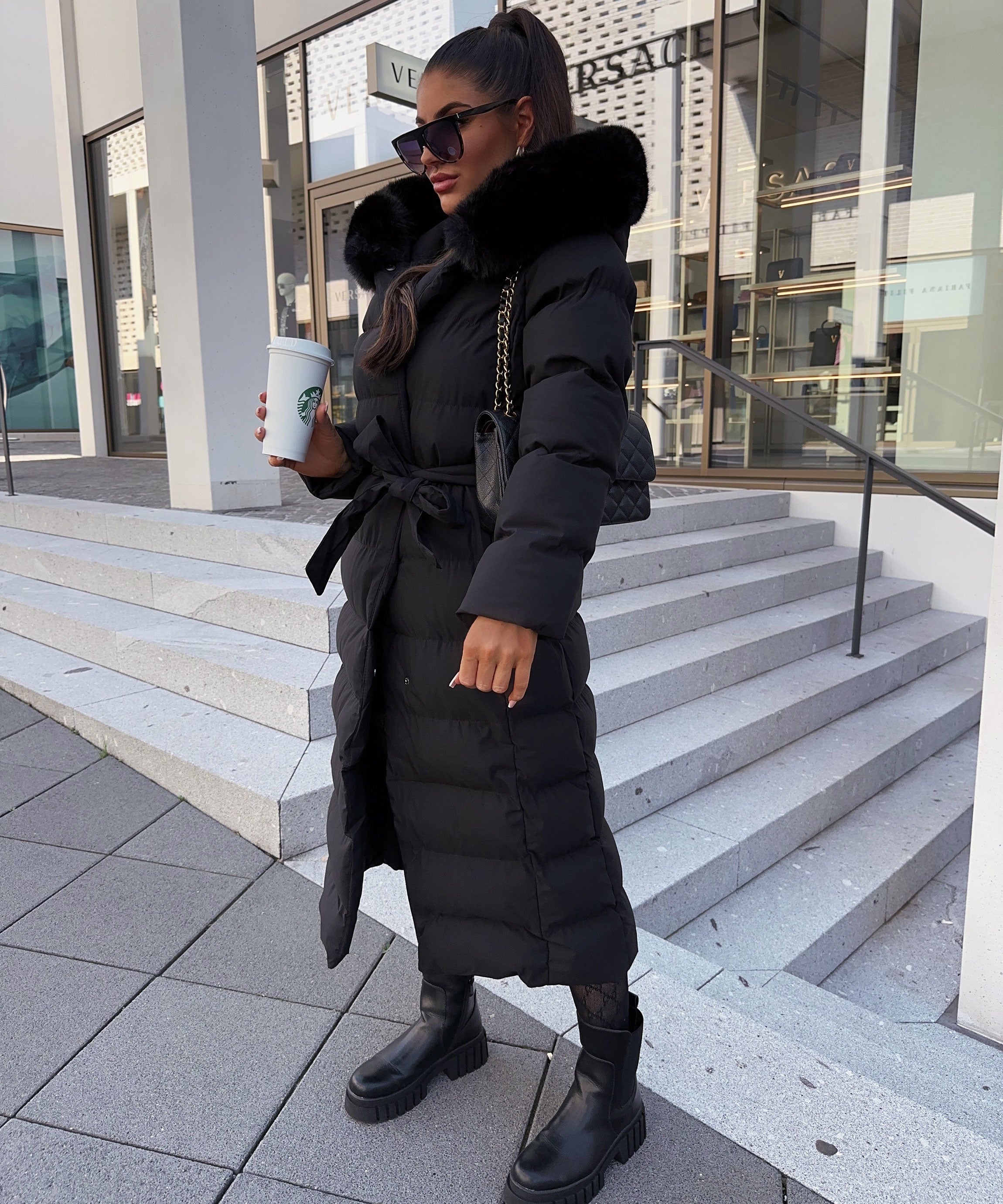 PUFFER COAT | LONG MAXI WINTER JACKET WITH FUR HOOD