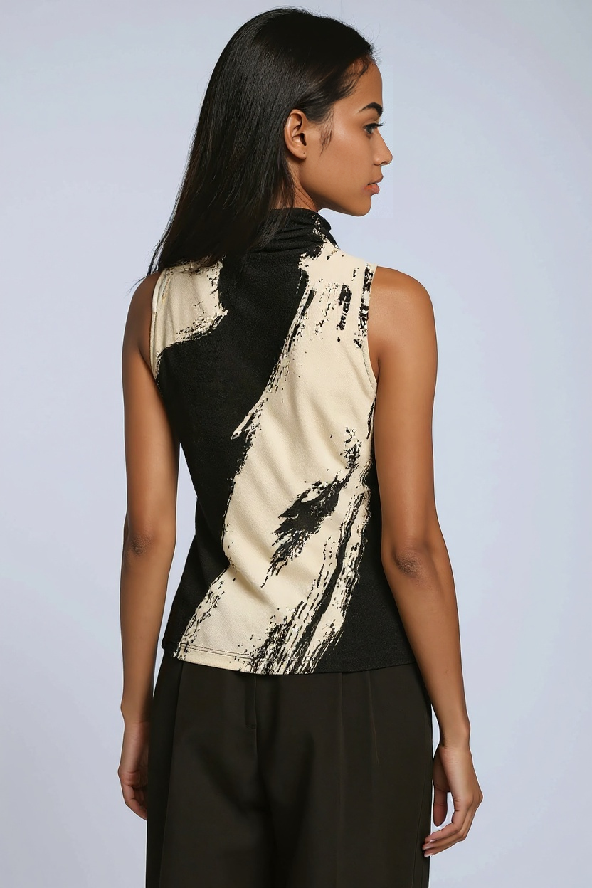 ARTFUL EDGE | ABSTRACT PRINT SLEEVELESS TOP