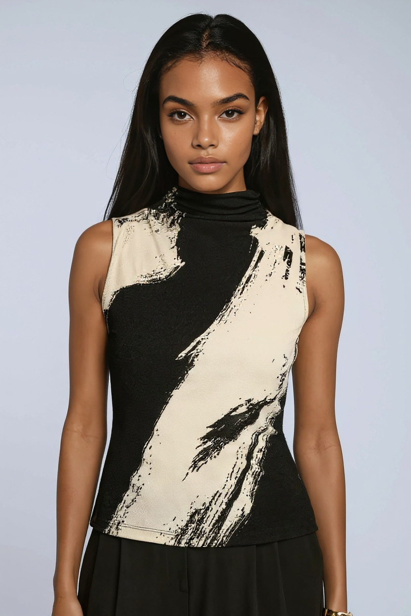 ARTFUL EDGE | ABSTRACT PRINT SLEEVELESS TOP