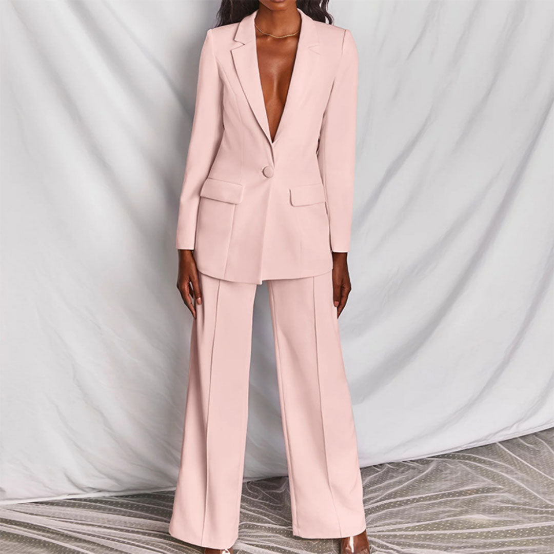 ELEGANT BLAZER AND WIDE LEG TROUSERS SET