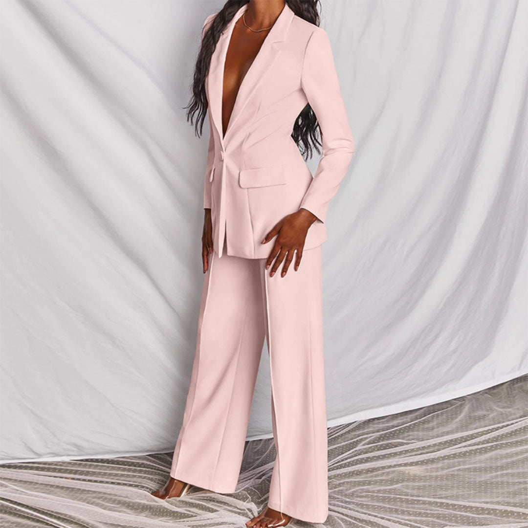 ELEGANT BLAZER AND WIDE LEG TROUSERS SET