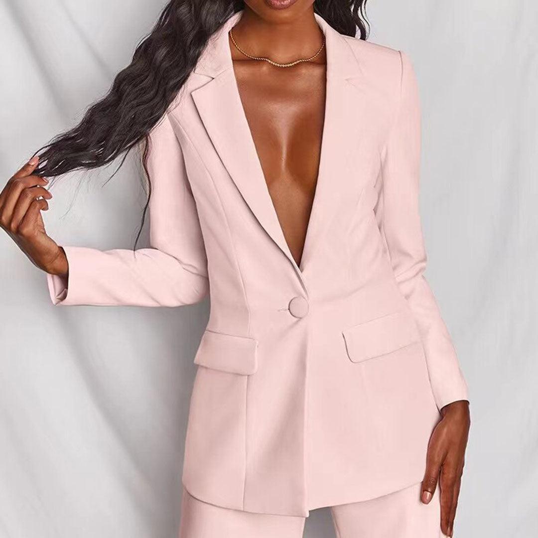 ELEGANT BLAZER AND WIDE LEG TROUSERS SET
