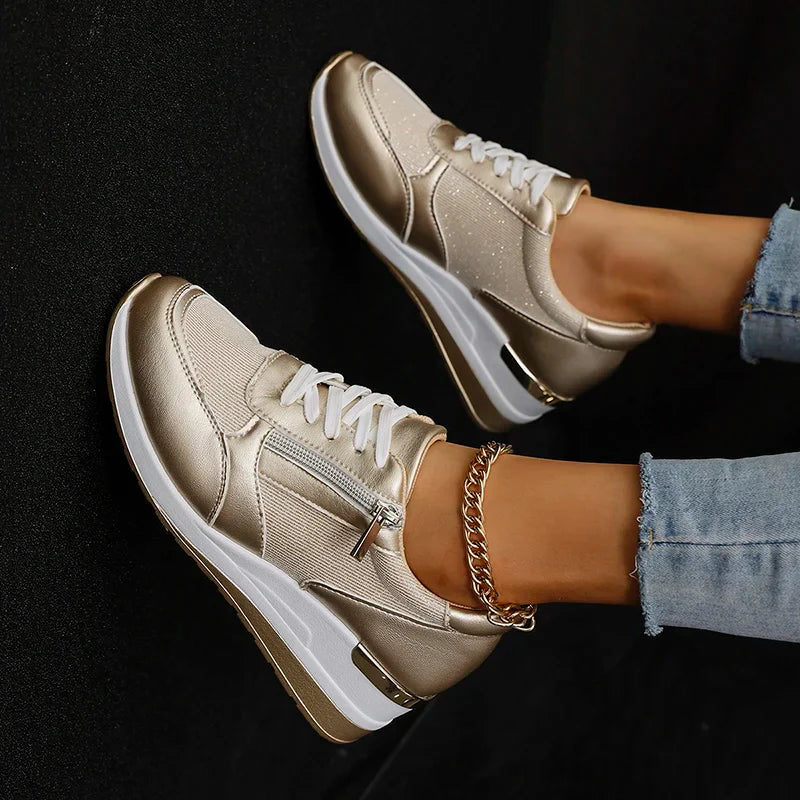 SNEAKERS | WEDGE TRAINERS WITH SIDE ZIP DETAIL