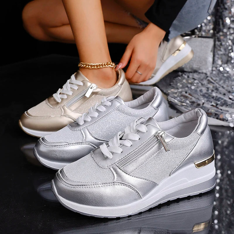 SNEAKERS | WEDGE TRAINERS WITH SIDE ZIP DETAIL