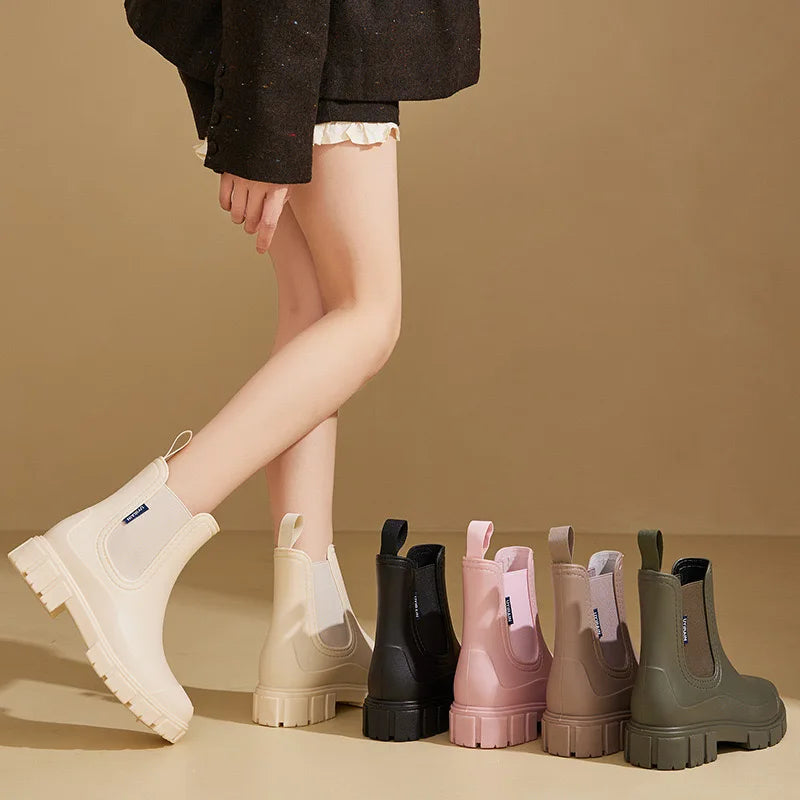 RAIN BOOTS | CHELSEA STYLE ANKLE BOOTS WITH CHUNKY SOLE