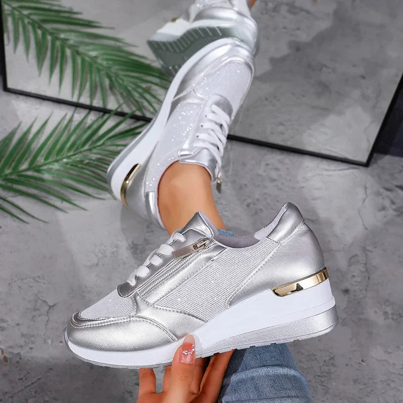 SNEAKERS | WEDGE TRAINERS WITH SIDE ZIP DETAIL