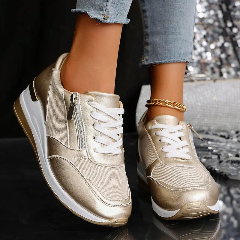 SNEAKERS | WEDGE TRAINERS WITH SIDE ZIP DETAIL