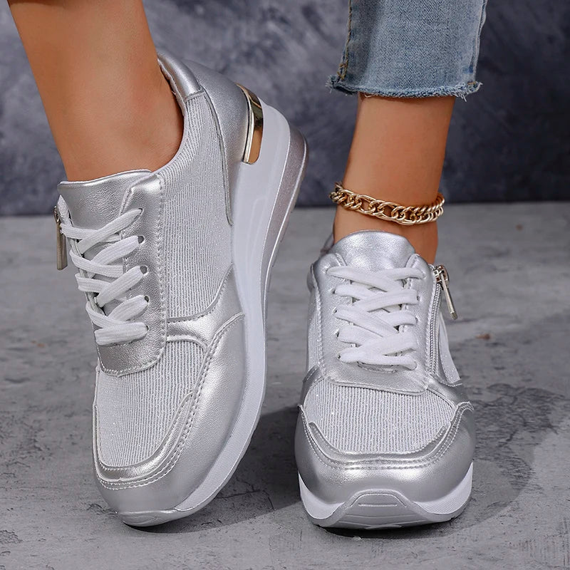 SNEAKERS | WEDGE TRAINERS WITH SIDE ZIP DETAIL