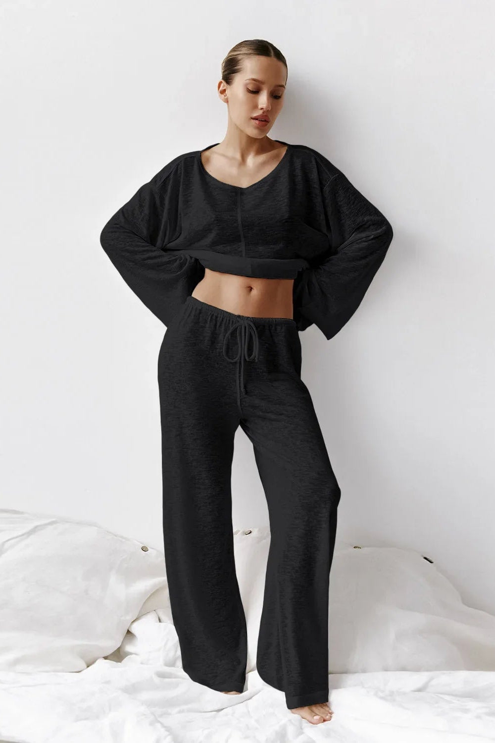 LOUNGEWEAR WIDE-LEG TWO-PIECE SET