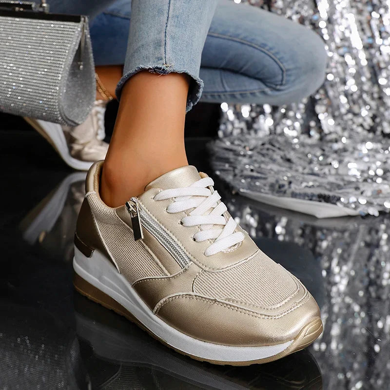 SNEAKERS | WEDGE TRAINERS WITH SIDE ZIP DETAIL