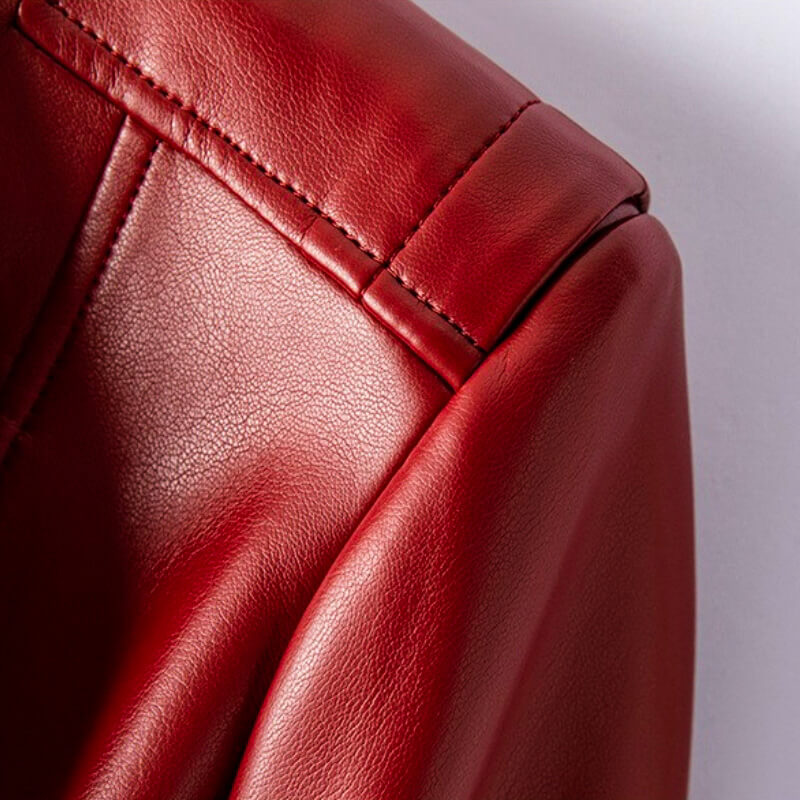 LEATHER WIDE-LAPEL JACKET