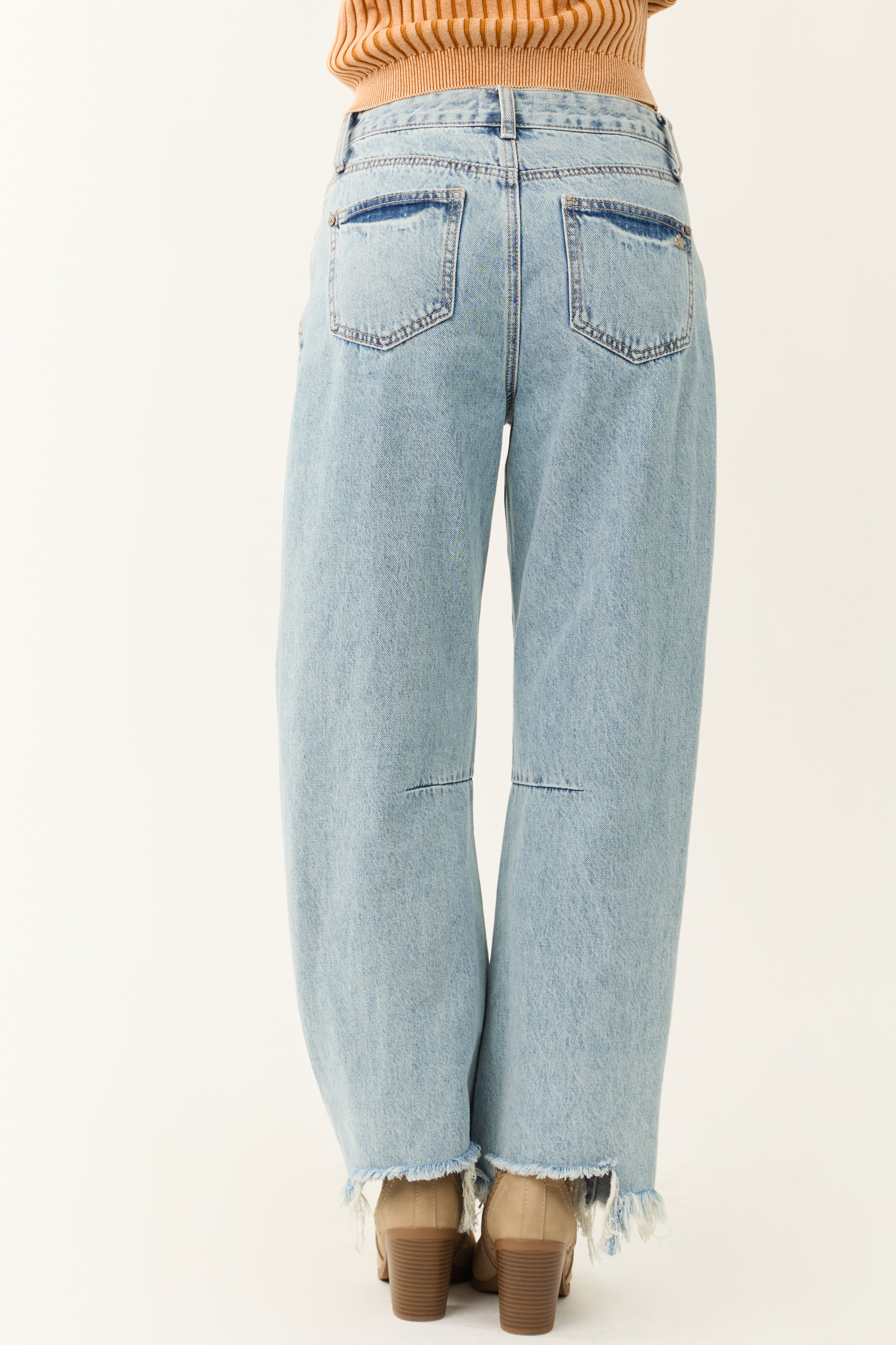 WOMEN’S WIDE LEG JEANS | DISTRESSED FRAYED HEM