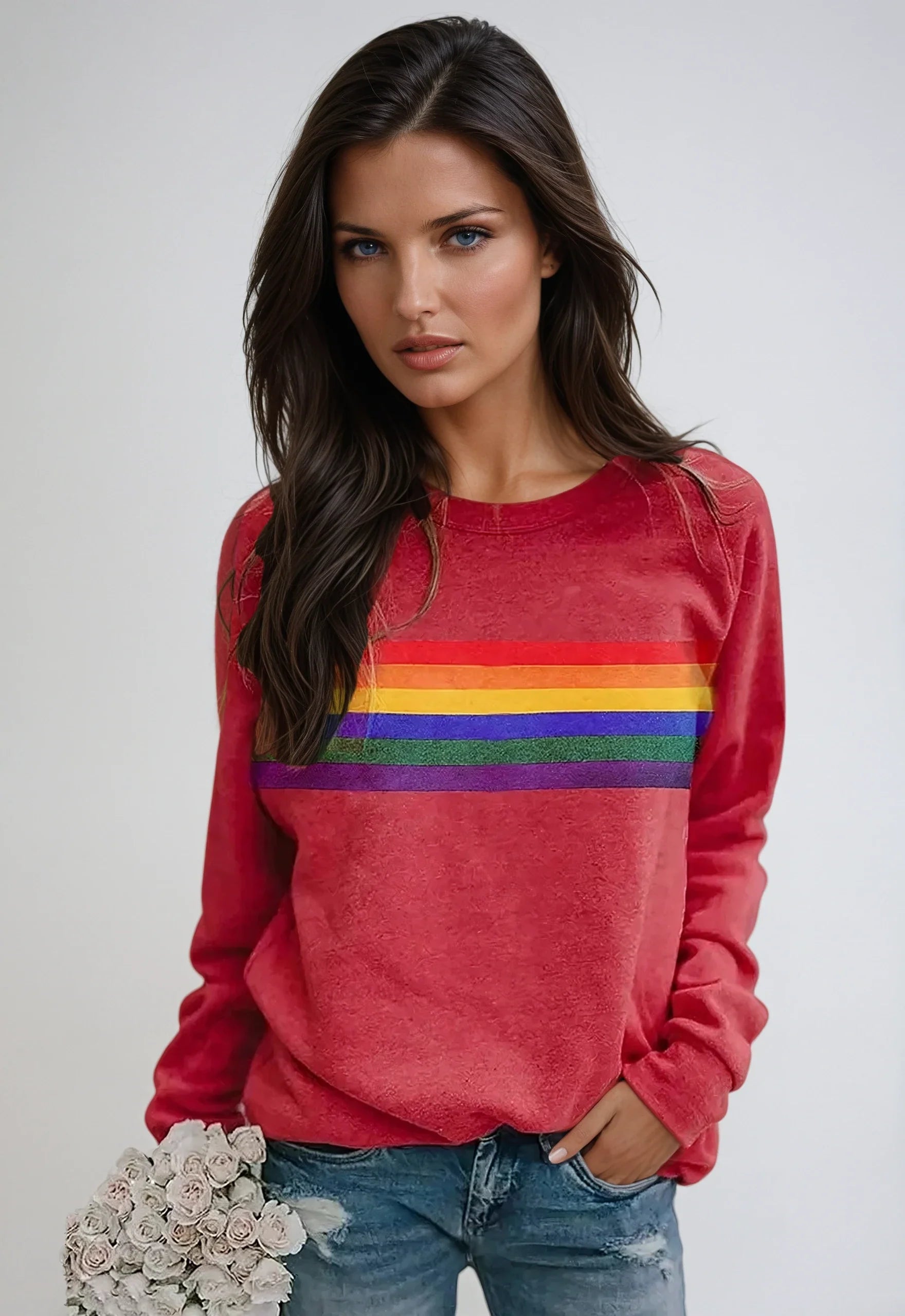 OVERSIZED SWEATSHIRT WITH RAINBOW STRIPES