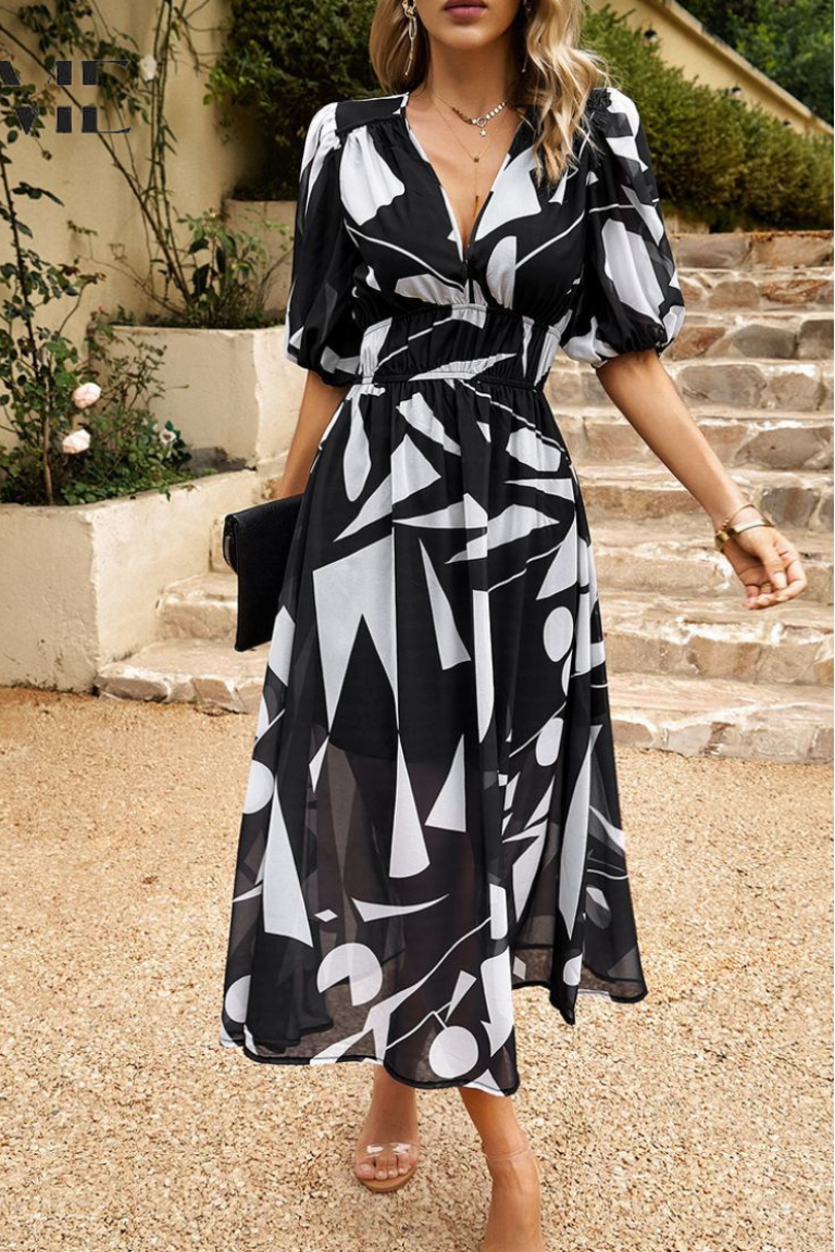 WEDDING GUEST DRESS | A-LINE FIT WITH PUFF SLEEVES