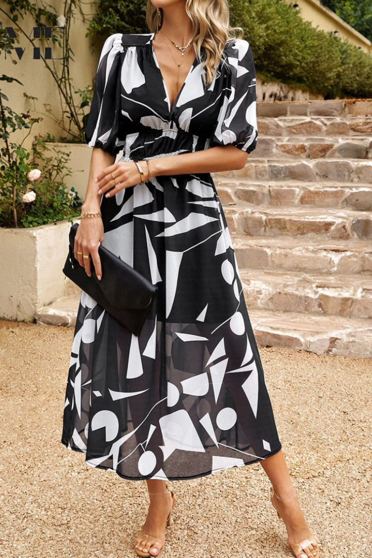 WEDDING GUEST DRESS | A-LINE FIT WITH PUFF SLEEVES