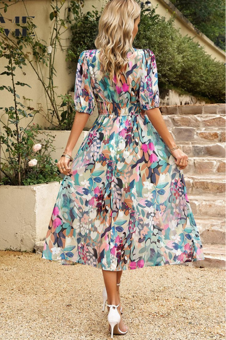WEDDING GUEST DRESS | A-LINE FIT WITH PUFF SLEEVES