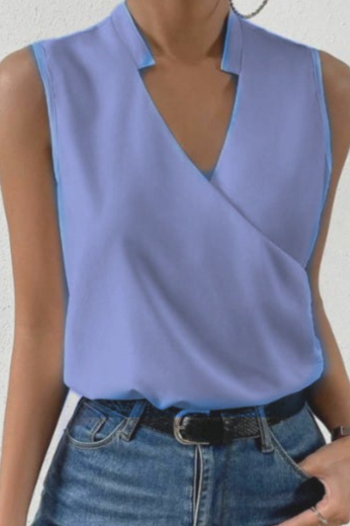 WOMEN’S V-NECK BLOUSE | CASUAL SLEEVELESS TOP