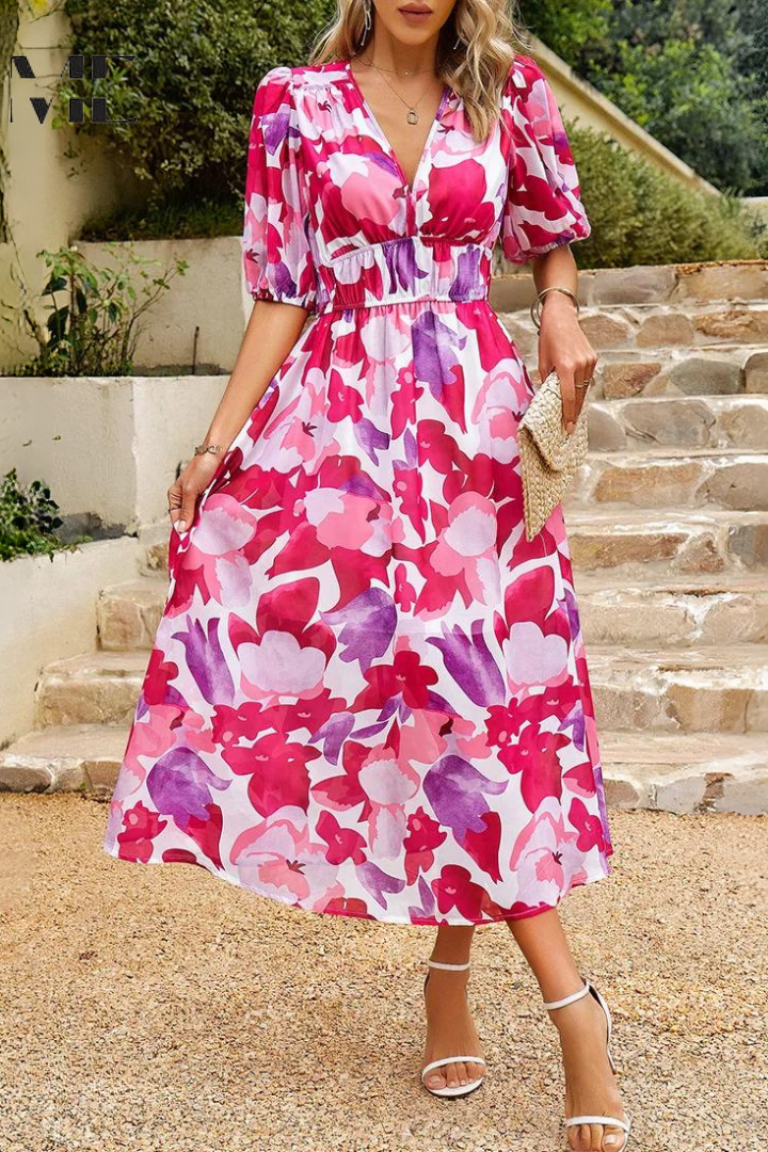 WEDDING GUEST DRESS | A-LINE FIT WITH PUFF SLEEVES