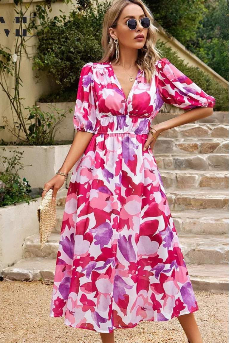 WEDDING GUEST DRESS | A-LINE FIT WITH PUFF SLEEVES