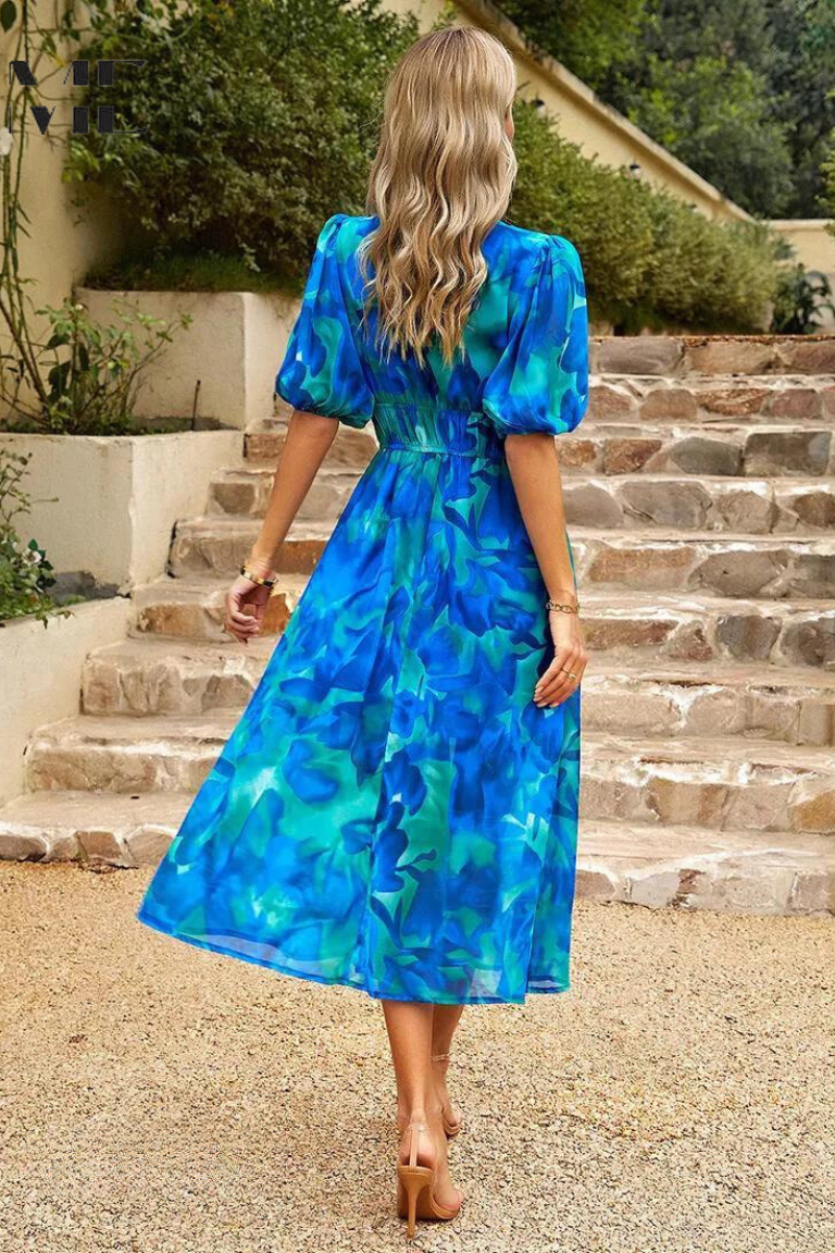 WEDDING GUEST DRESS | A-LINE FIT WITH PUFF SLEEVES