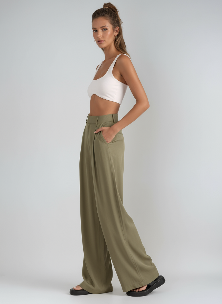 EFFORTLESS CHIC | HIGH WAIST WIDE LEG TROUSERS