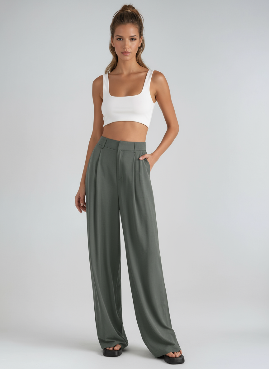 EFFORTLESS CHIC | HIGH WAIST WIDE LEG TROUSERS