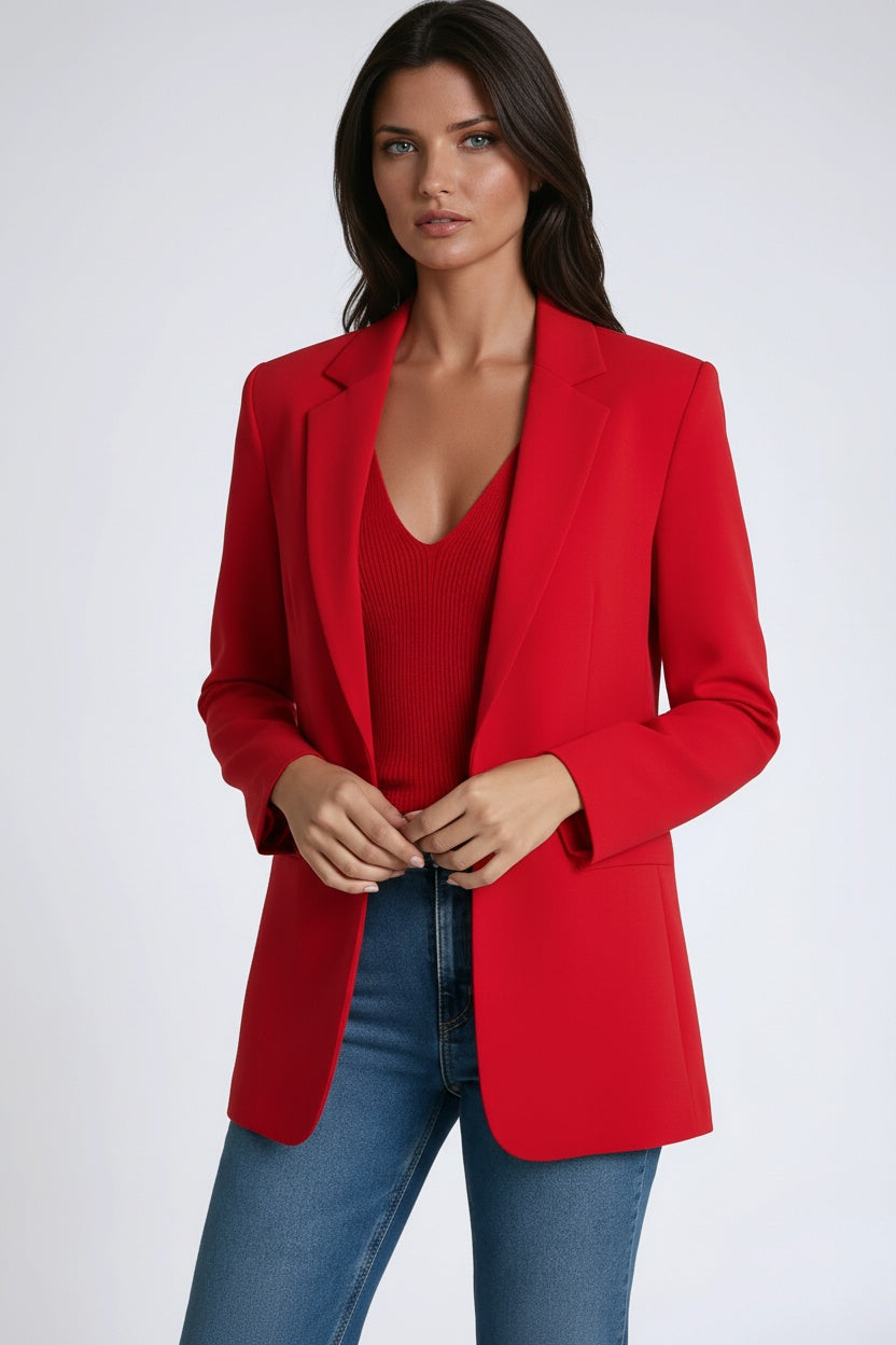 ELEGANT LONGLINE BLAZER JACKET