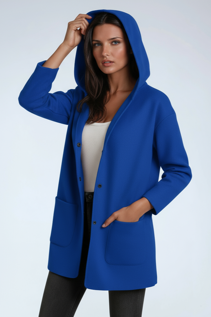 HOODED COAT | WOOL BLEND MID LENGTH JACKET