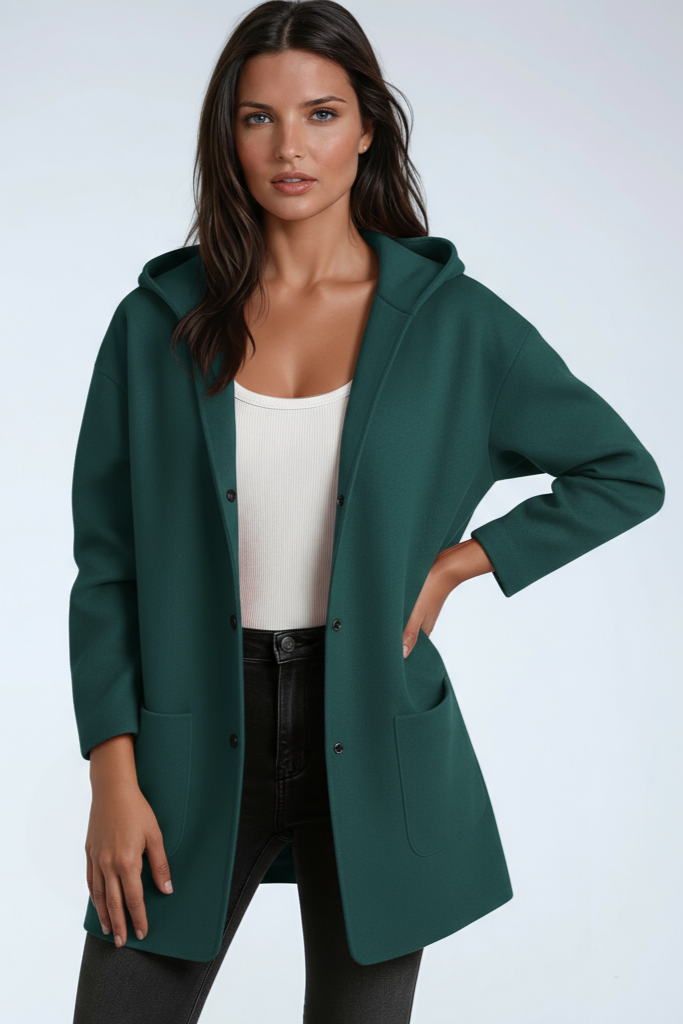 HOODED COAT | WOOL BLEND MID LENGTH JACKET