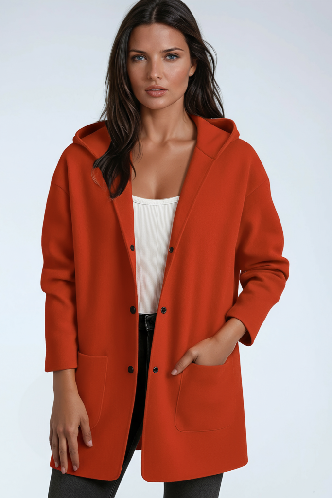 HOODED COAT | WOOL BLEND MID LENGTH JACKET