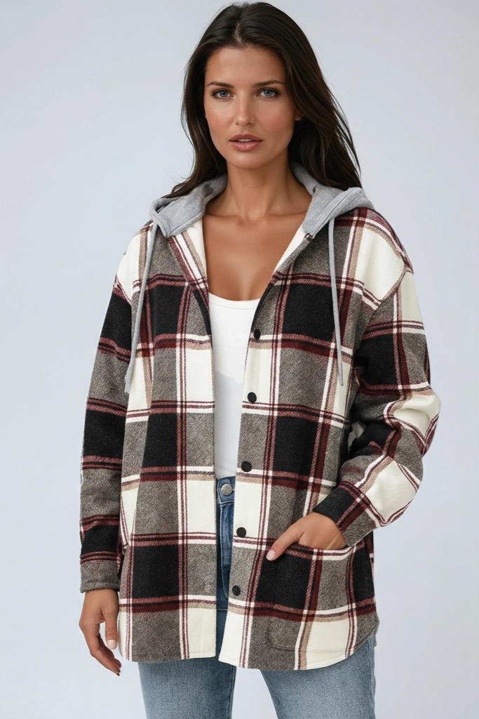 PLAID JACKET | HOODED OVERSIZED COAT