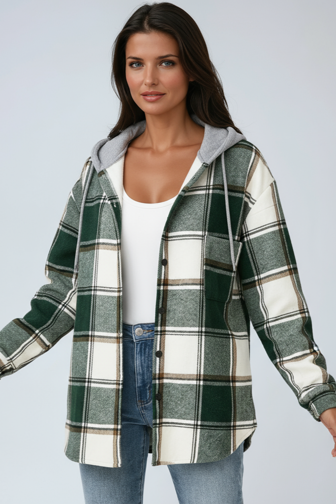 PLAID JACKET | HOODED OVERSIZED COAT