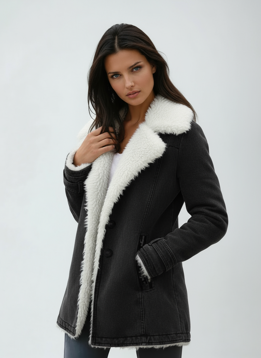 SUEDE WOOL WINTER COAT – WARM LINING