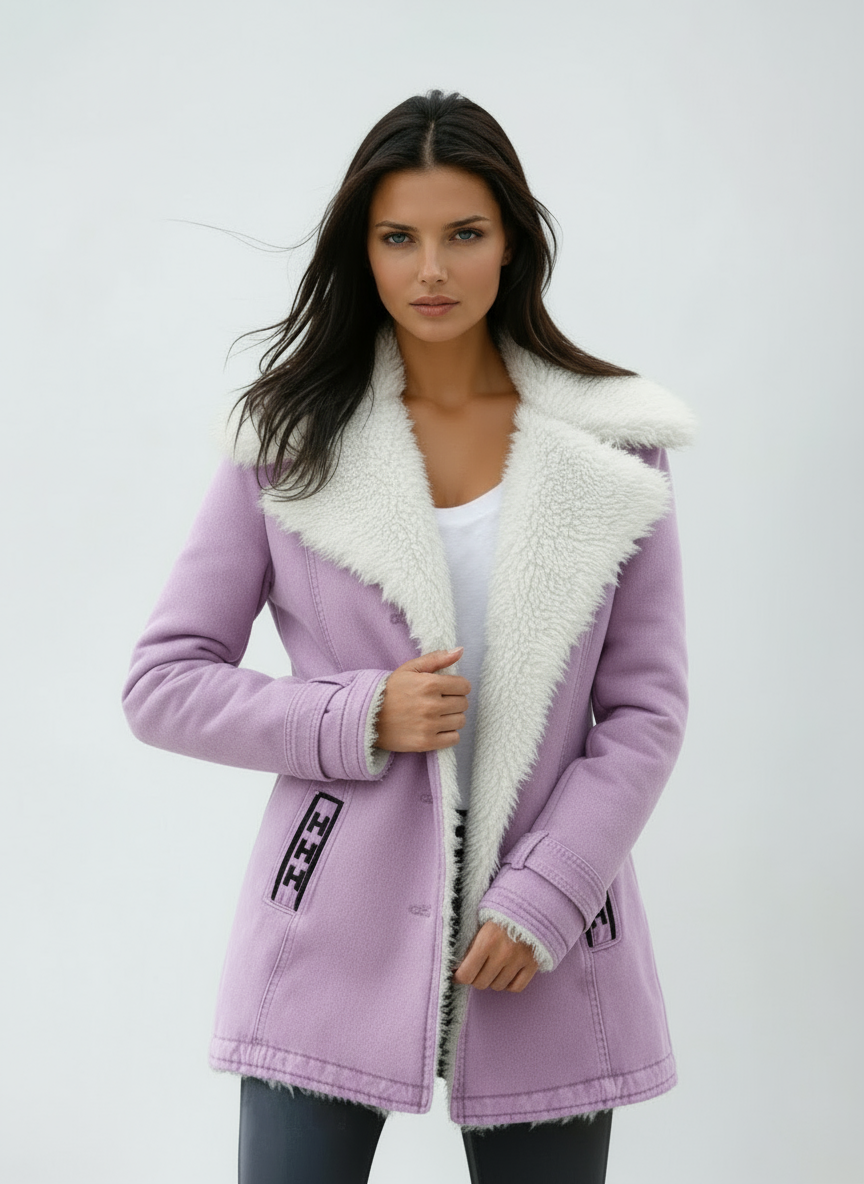 SUEDE WOOL WINTER COAT – WARM LINING