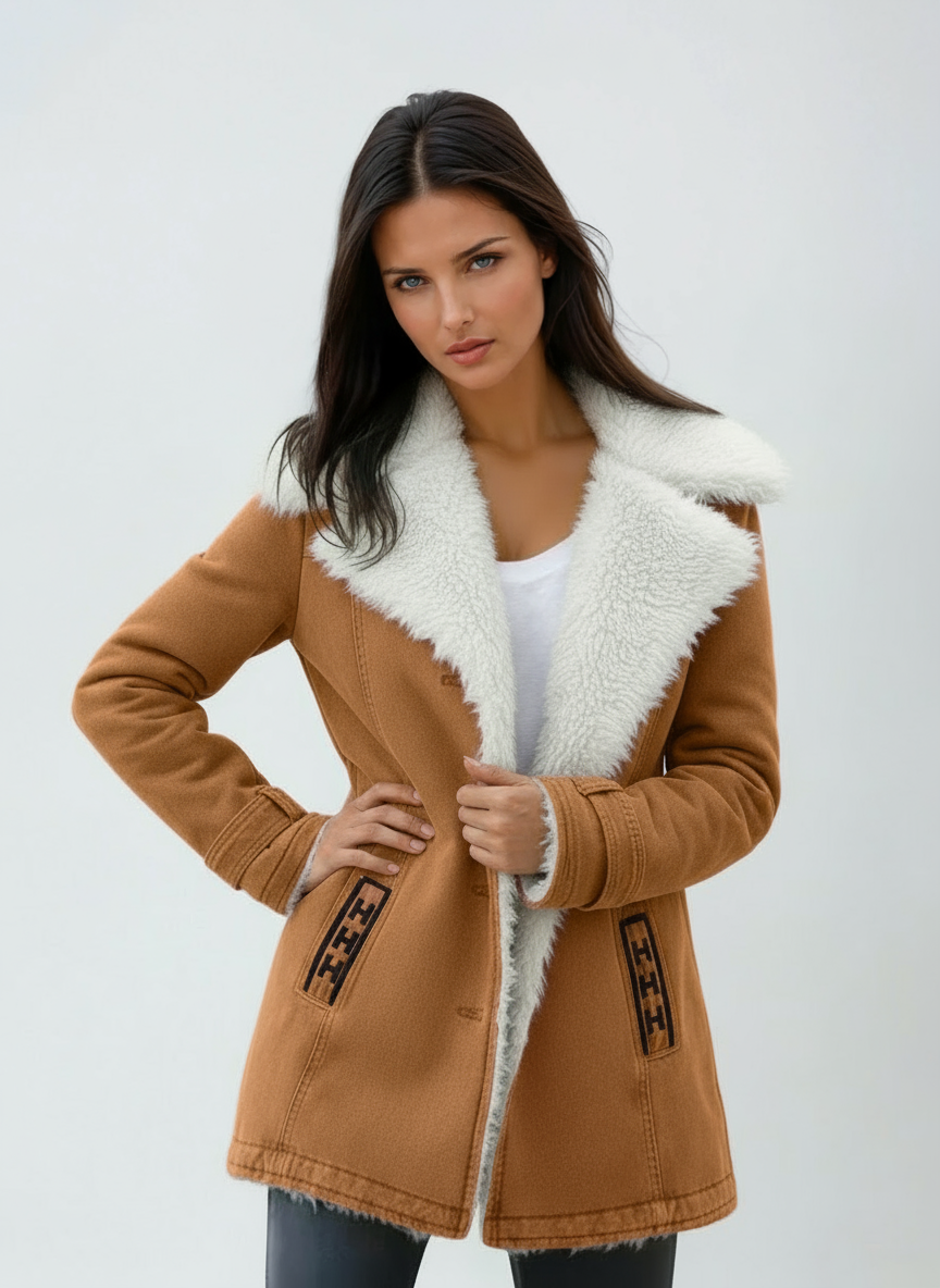 SUEDE WOOL WINTER COAT – WARM LINING