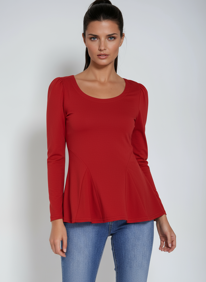 ELEGANT FLOW | LONG SLEEVE PEPLUM TOP