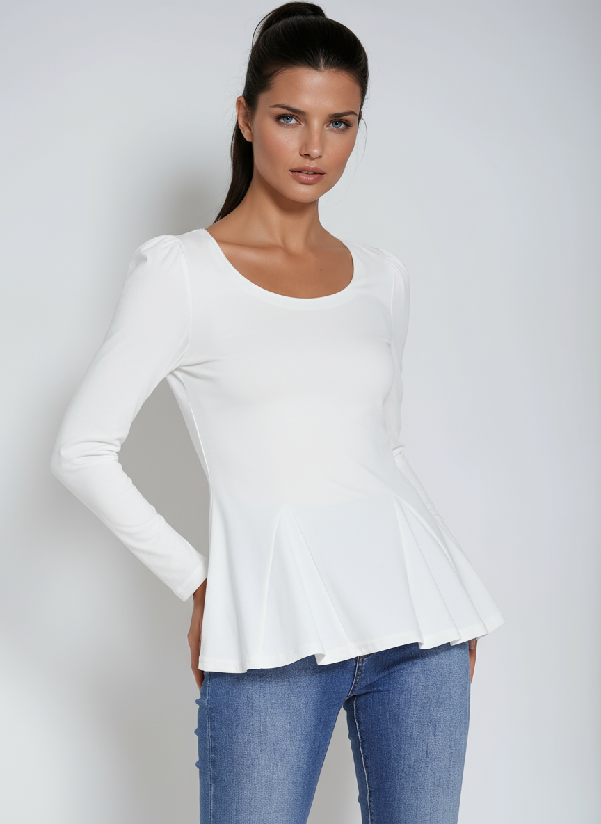 ELEGANT FLOW | LONG SLEEVE PEPLUM TOP