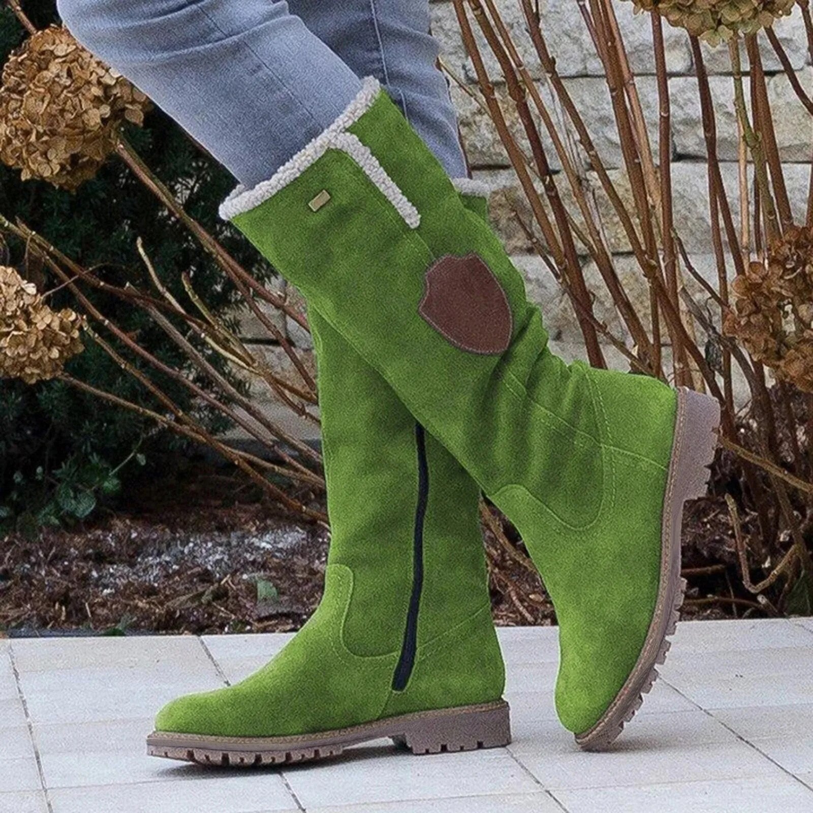 KNEE HIGH BOOTS | SUEDE LOOK WINTER BOOTS WITH FUR LINING