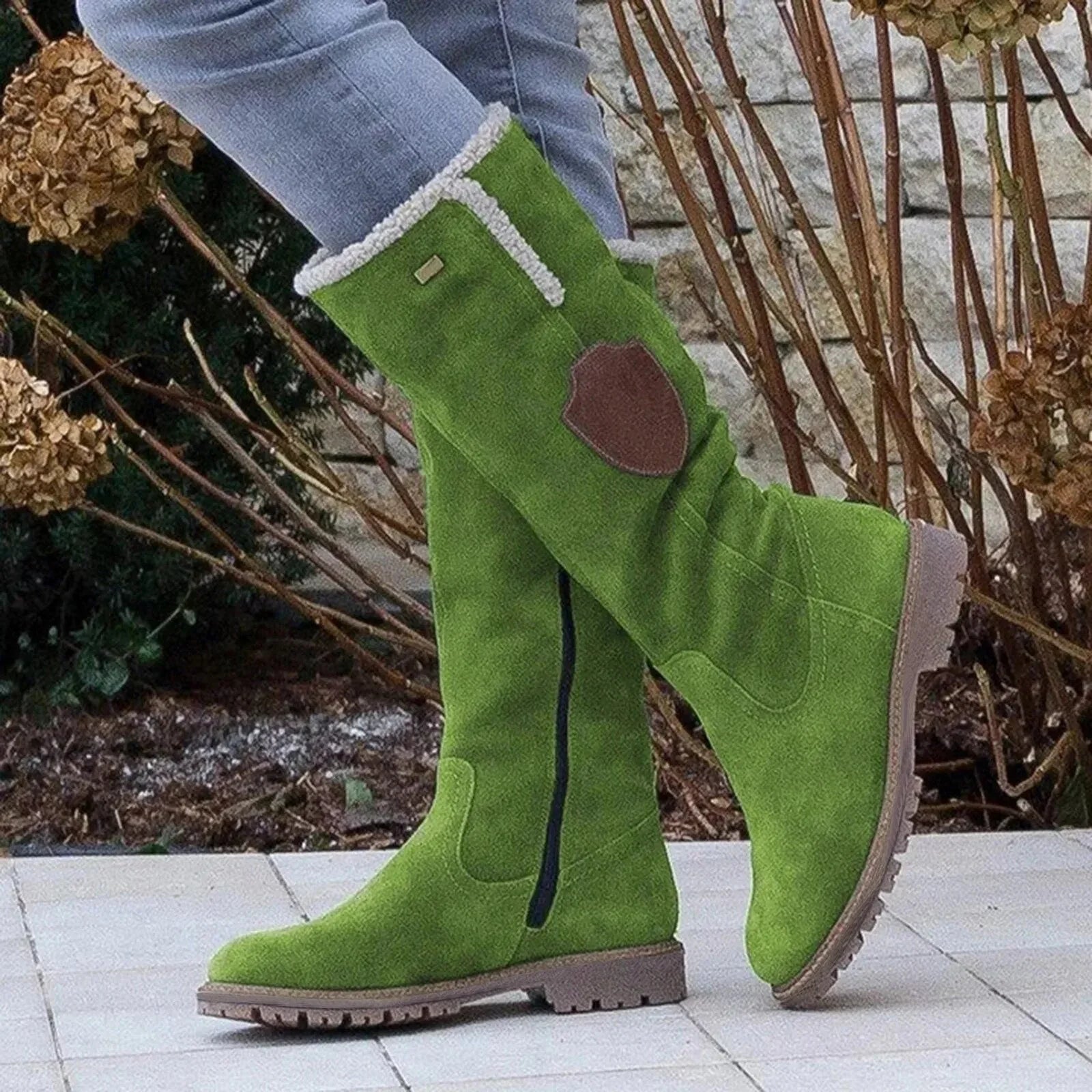 KNEE HIGH BOOTS | SUEDE LOOK WINTER BOOTS WITH FUR LINING