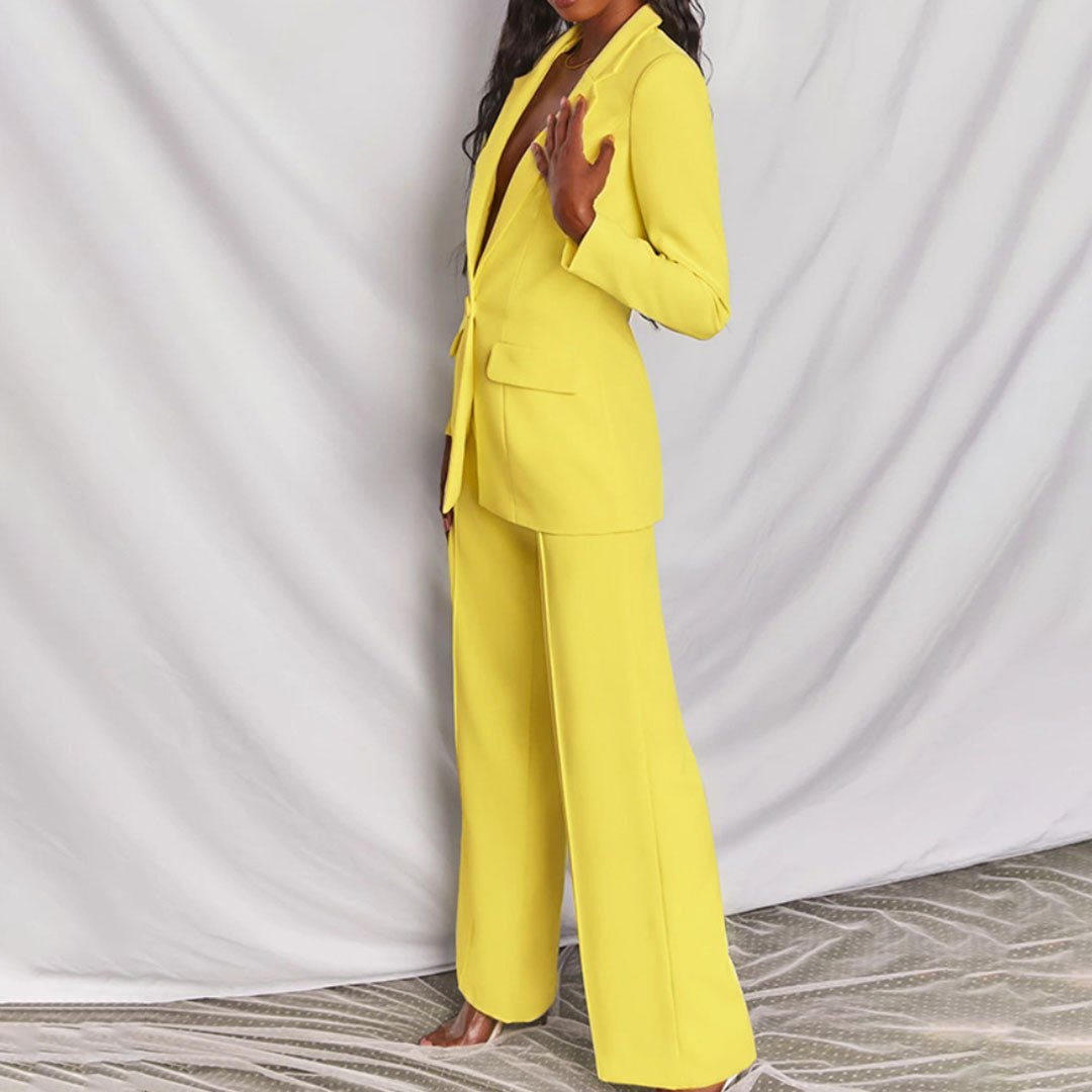 ELEGANT BLAZER AND WIDE LEG TROUSERS SET