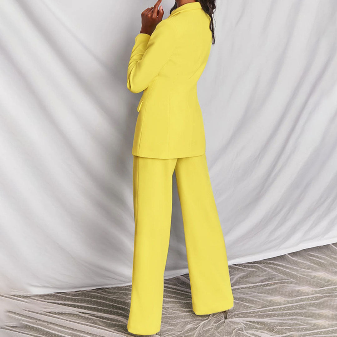 ELEGANT BLAZER AND WIDE LEG TROUSERS SET
