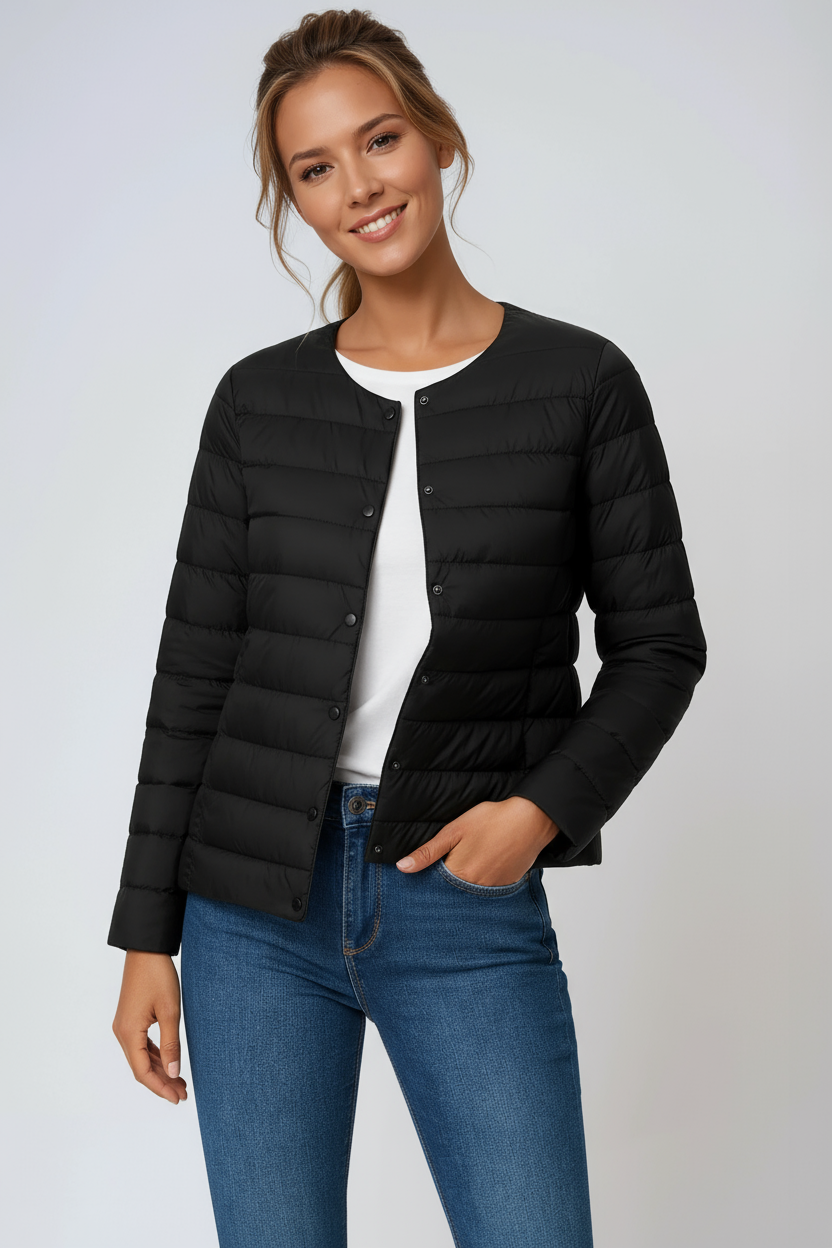 WOMEN’S PUFFER JACKET | BLACK LIGHTWEIGHT QUILTED COAT