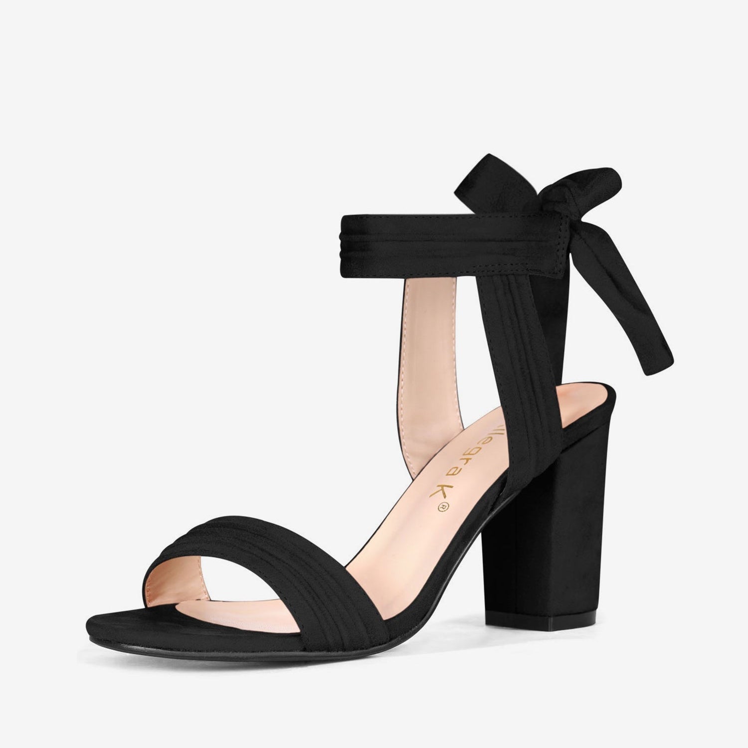 BLOCK HEEL PUMPS | OPEN TOE ANKLE STRAP WITH BOW DETAIL