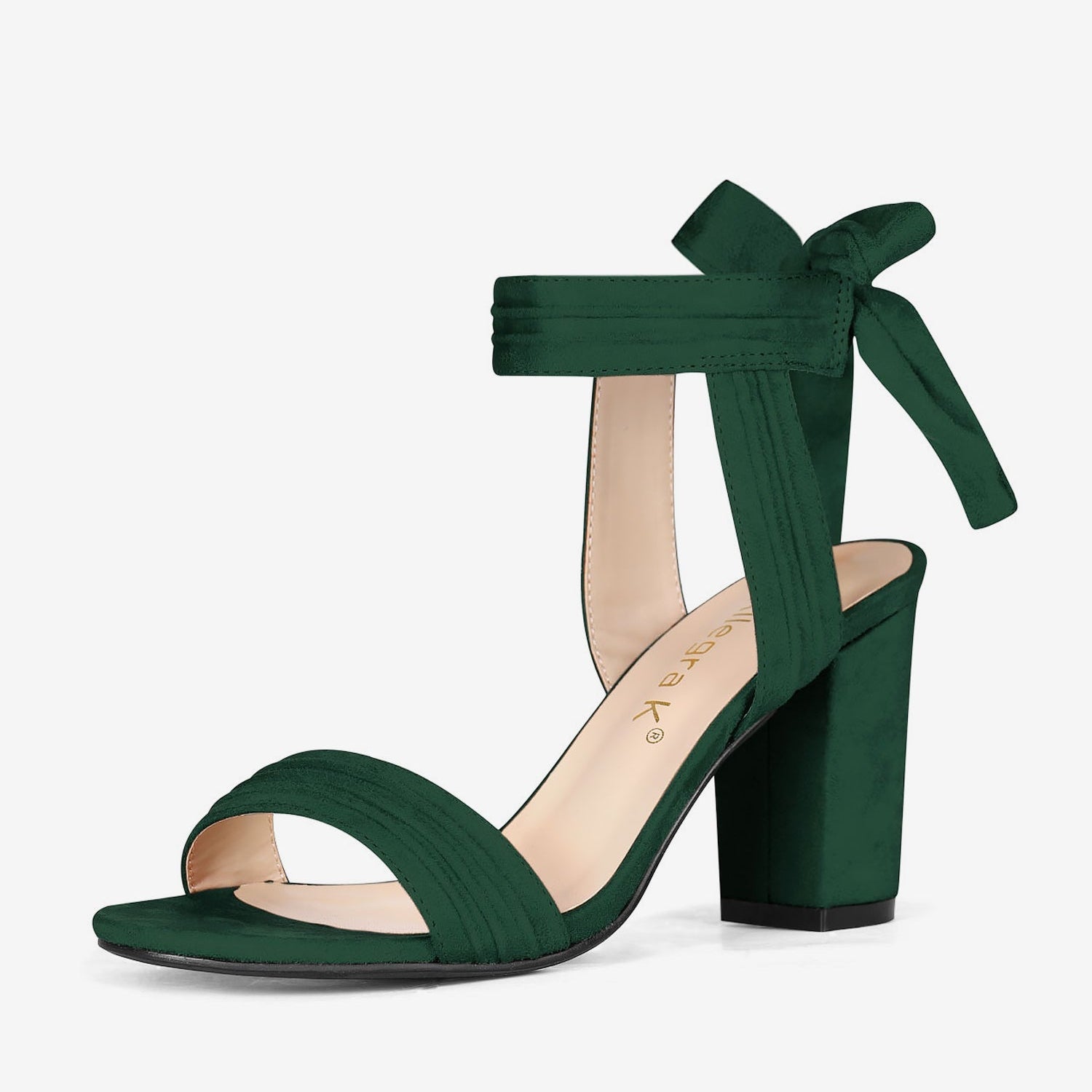BLOCK HEEL PUMPS | OPEN TOE ANKLE STRAP WITH BOW DETAIL
