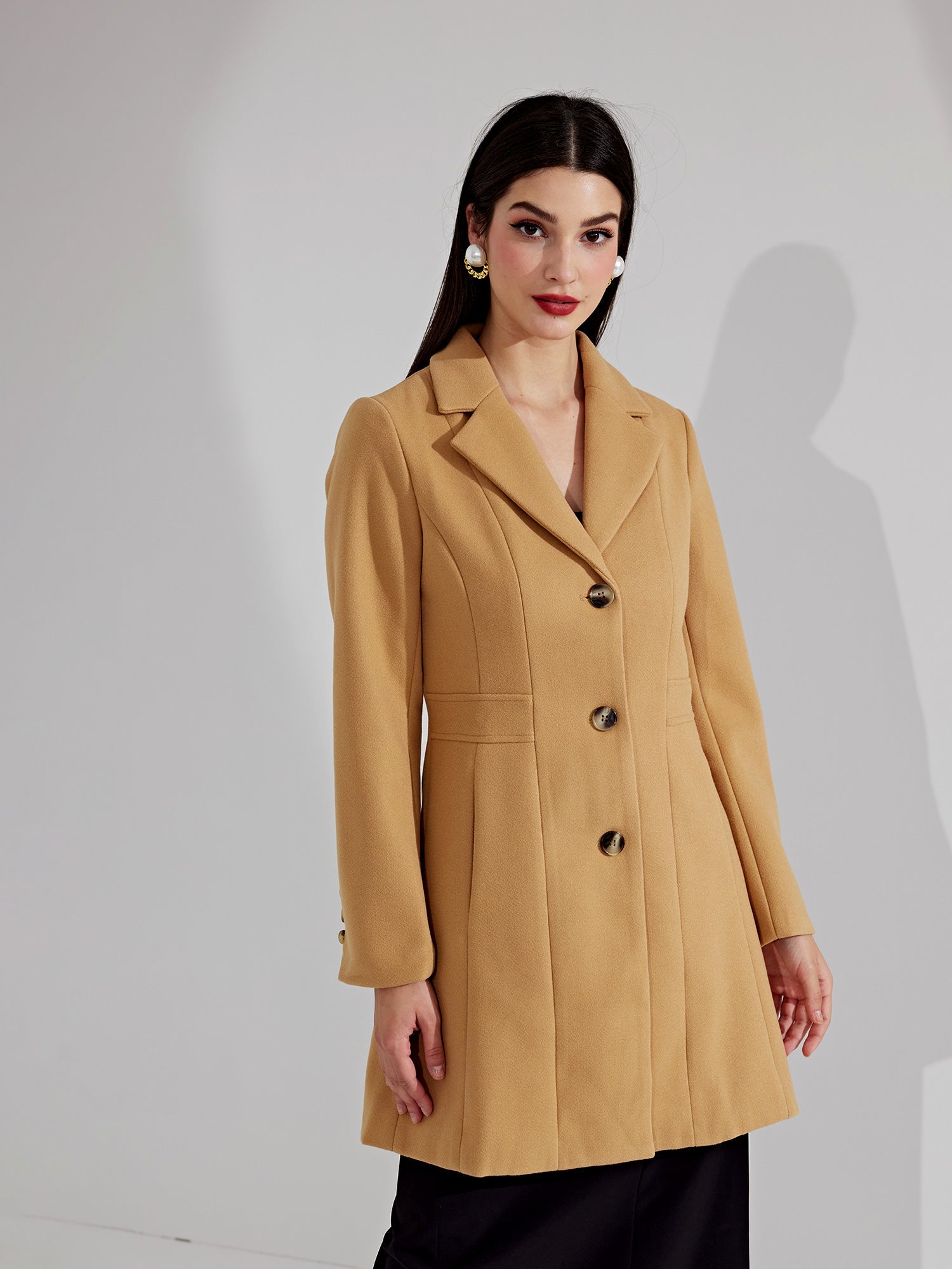 WOMEN’S WOOL COAT | LONG BUTTON WINTER JACKET