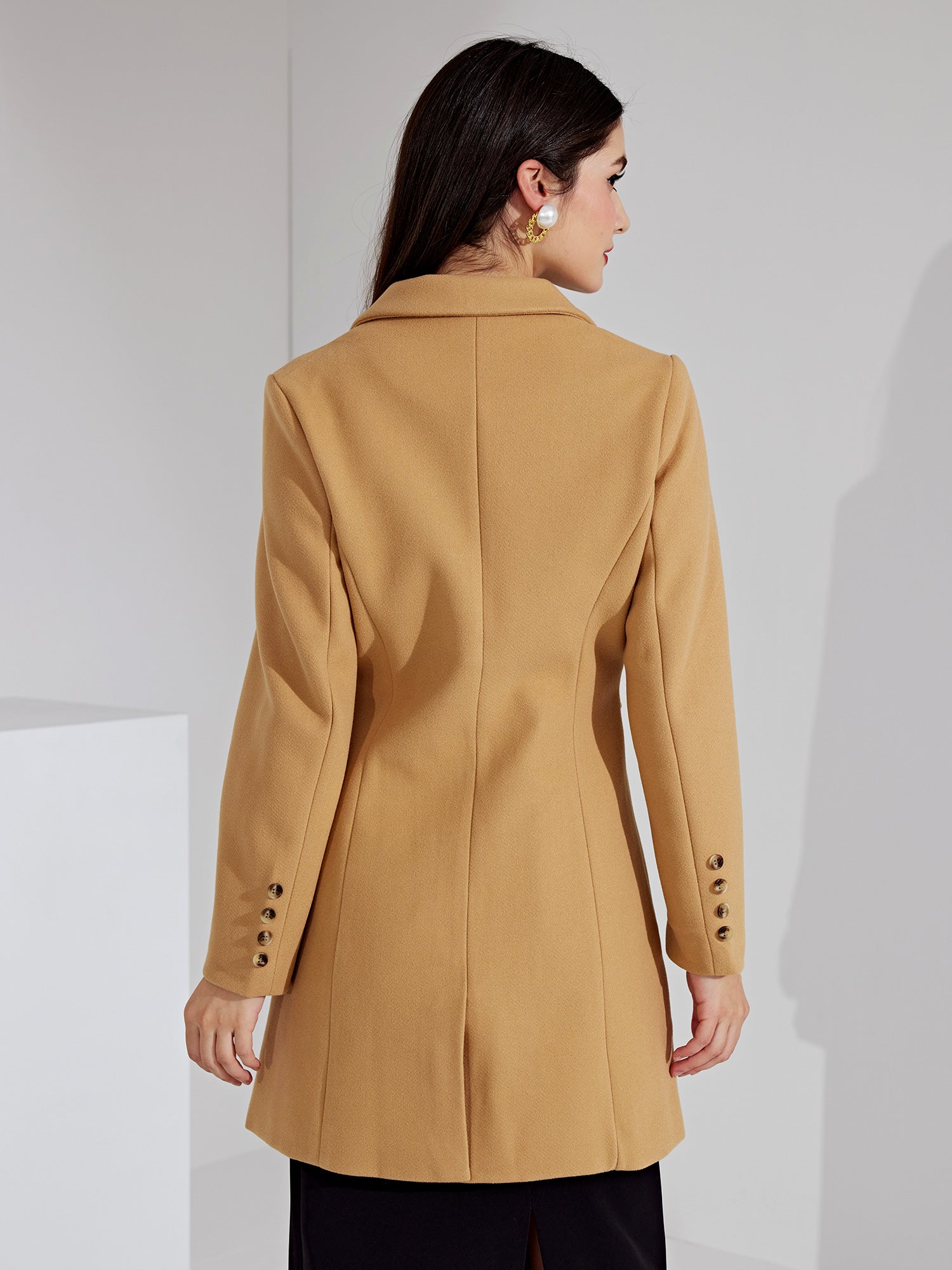 WOMEN’S WOOL COAT | LONG BUTTON WINTER JACKET
