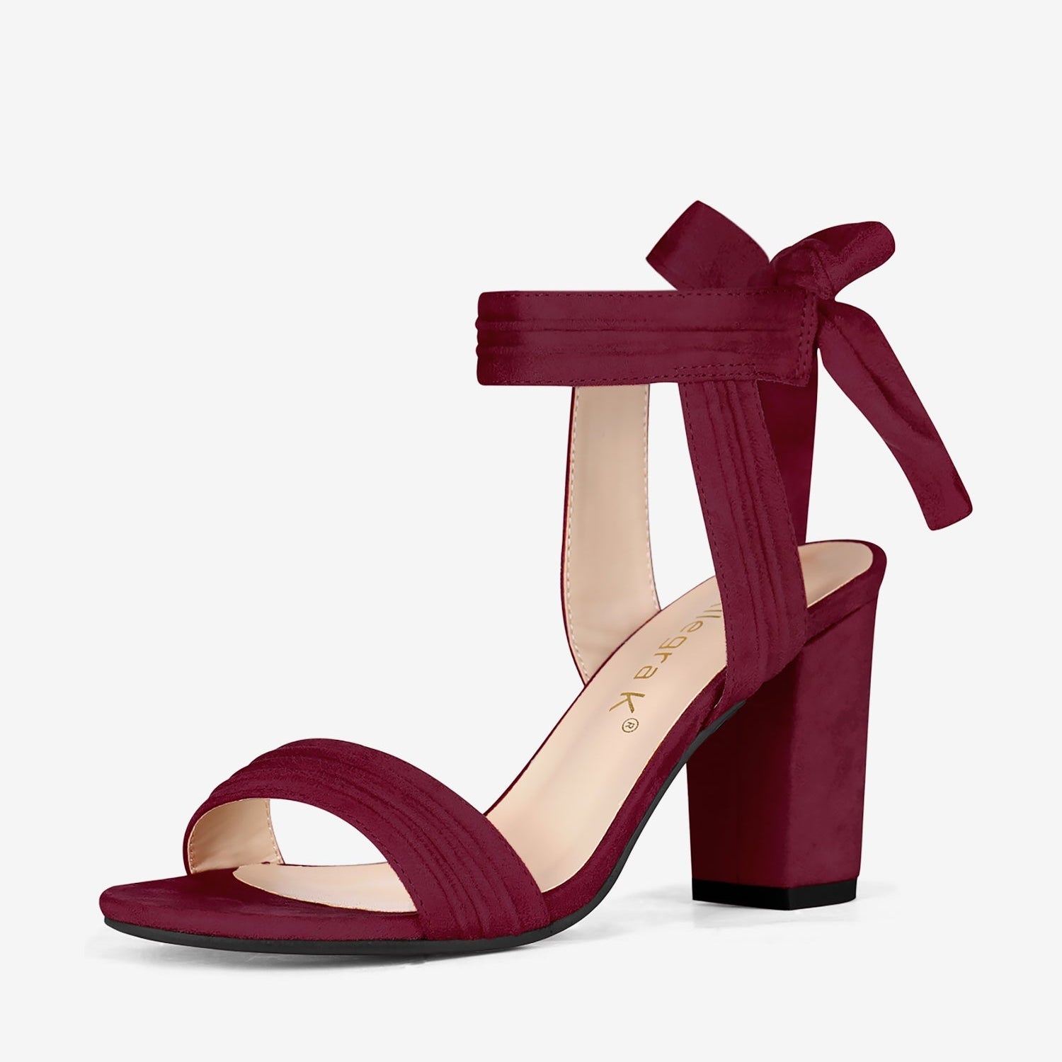 BLOCK HEEL PUMPS | OPEN TOE ANKLE STRAP WITH BOW DETAIL