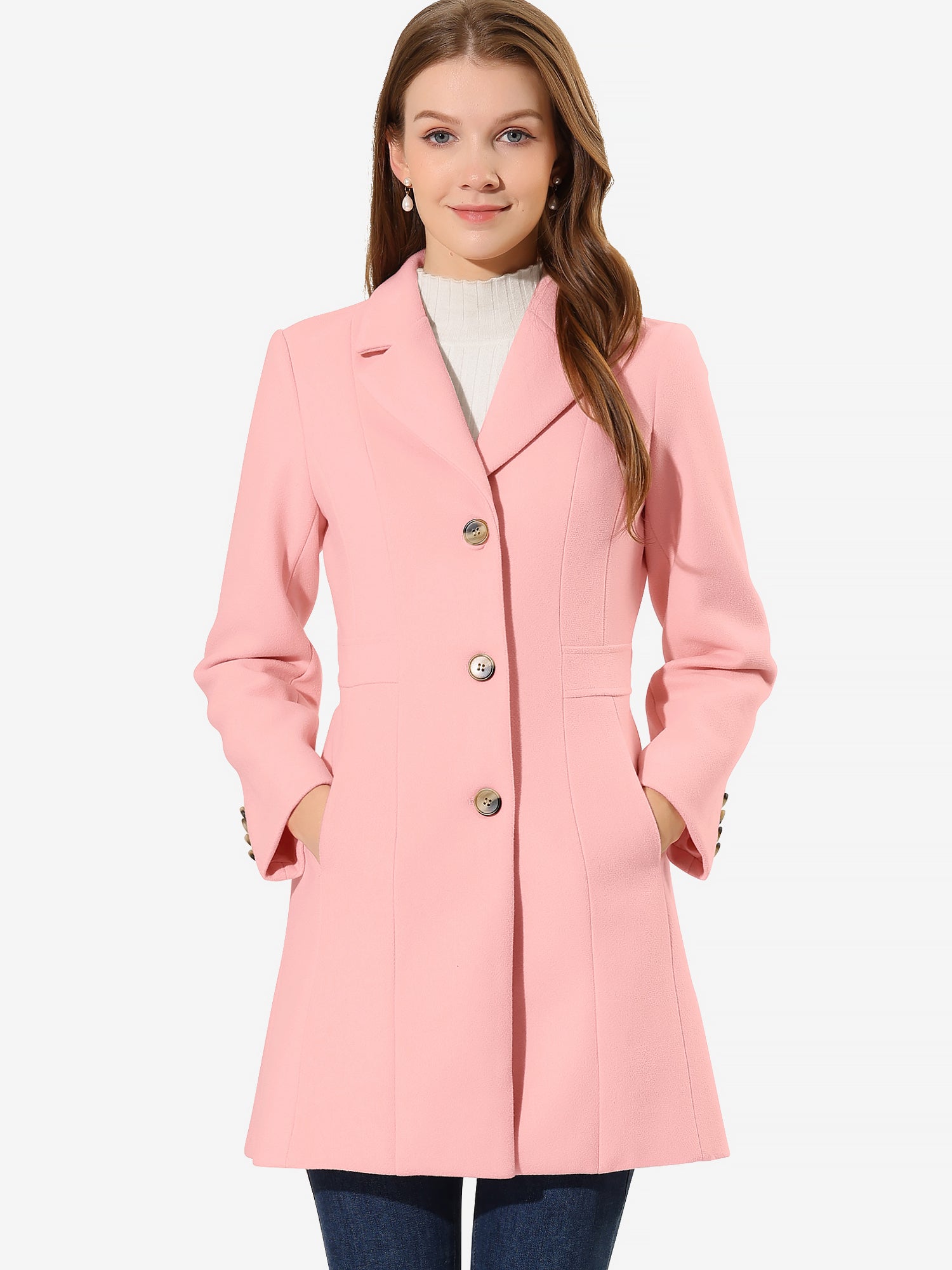 WOMEN’S WOOL COAT | LONG BUTTON WINTER JACKET